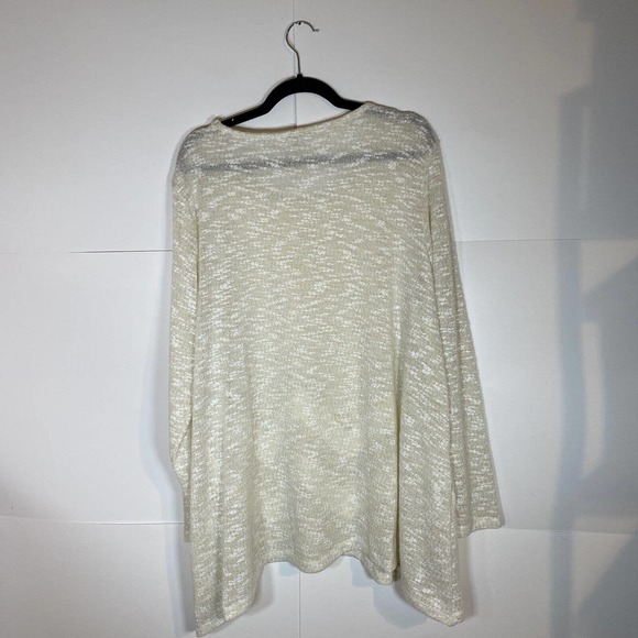 NWT Cato Sz 22/24 Plus Knit Gauzy Chevron Top Shirt Sheer Cream Metallic Gold - Picture 6 of 8